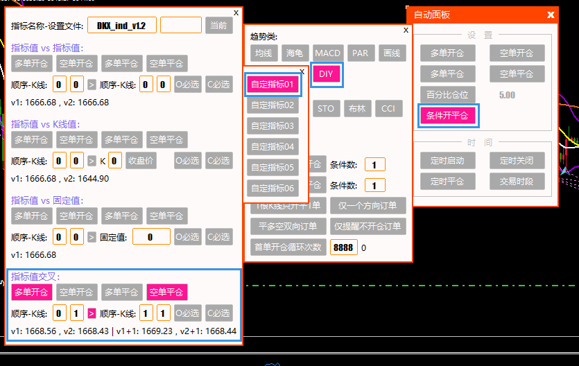 条件开平仓-按自定义指标的信号自动交易