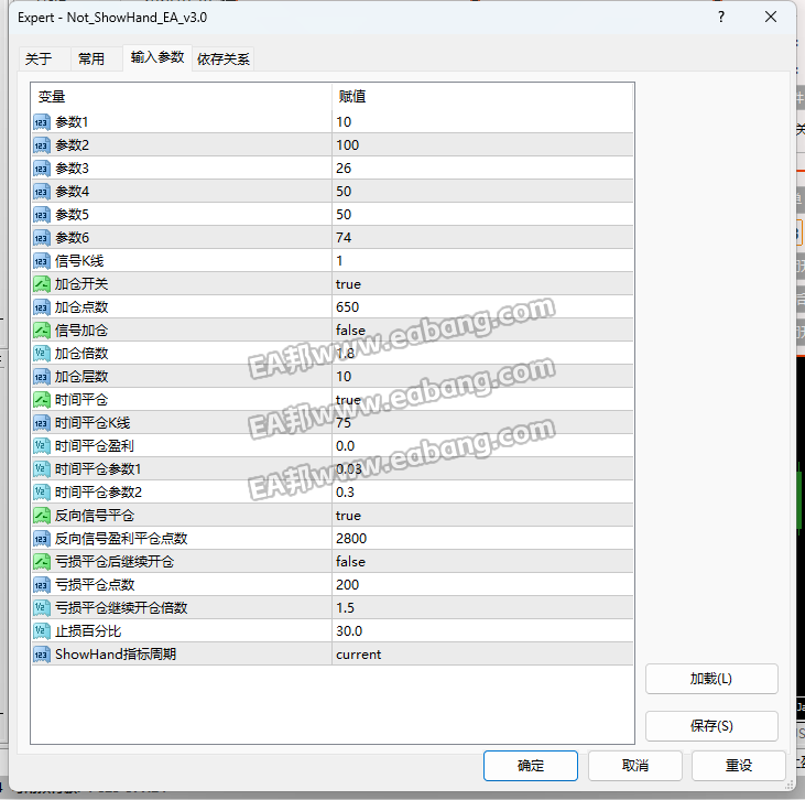 NotShowHand不梭哈EA参数详细说明